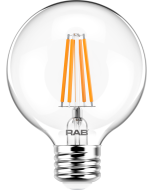 RAB Lighting G25-3-E26 Energy Star Rated 4 Watt LED G25 Filament Lamp Dimmable Replaces 40W Incandescent