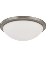 Satco Lighting 62-1043 18 Watt LED Button Flush Mount Dome Light Fixture with Brushed Nickel White Glass Dimmable 3000k