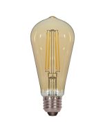 Satco Lighting S8612 4.5 Watt ST19 Omni-directional LED Filament Light Bulb Amber Finish E26 Medium Base Dimmable 2200k