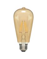 Satco Lighting S9577 2.5 Watt ST19 Omni-directional LED Filament Light Bulb Transparent Amber Finish E26 Medium Base Dimmable 2300k