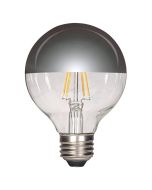 Satco Lighting S9828 4.5 Watt G25 LED Filament Light Bulb Silver Crown Finish E26 Medium Base Dimmable 2700K