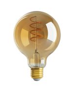 Satco Lighting S9968 4 Watt G30 Spiral LED Filament Light Bulb Transparent Amber Finish E26 Medium Base Dimmable 2200K