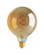 Satco Lighting S9969 4 Watt G40 Spiral LED Filament Light Bulb Transparent Amber Finish E26 Medium Base Dimmable 2200K