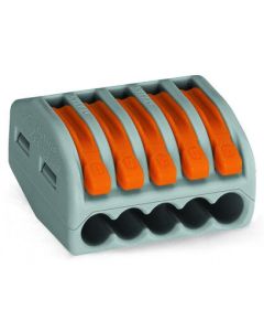 WAGO 51018107 Lever-Nuts Classic 5 Conductor Grey with Orange Levers - 5 PCS per Clam Shell