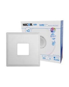 Nicor Lighting DLF201205KSQ SureFit(v2) Energy Star Listed 10.5 Watt 5.2-Inch LED Square Ultra Slim Surface Mount Downlight Fixture Dimmable 5000K