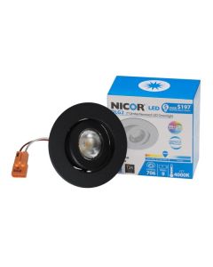 Nicor Lighting DLG2-10-120-3K-BK Energy Star 8.6 Watt 2-Inch LED Downlight Gimbal Fixture Dimmable 3000K - Requires a NICOR 2-inch LED Recessed Housing