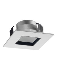 Juno Lighting 17SQ WWH 4-Inch Square Shower Recessed Trim, Clear Glass with White Trim