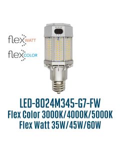 Light Efficient Design LED-8024M345-G7-FW DLC Listed FlexWatt FlexColor Corn Cob Post Top LED Retrofit Lamp EX39 Replaces up to 320W HID
