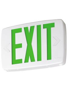 Lithonia Lighting LQM S W 3 G 120/277 EL N M6 Thermoplastic LED Exit Sign With Green Letters and Nickel Cadium Battery
