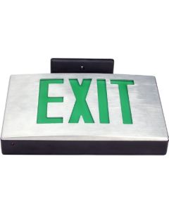 Mule Lighting MD-A-U-G-BA Die-Cast EXIT AC-Only Universal Face Green LED Black with Brushed