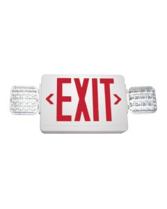 Barron Lighting QCSS-R-WH LED Slim Thermoplastic Emergency Exit Sign Combo with 2 x  1 Watt Adjustable Lamp Head