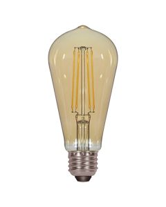 Satco Lighting S8612 4.5 Watt ST19 Omni-directional LED Filament Light Bulb Amber Finish E26 Medium Base Dimmable 2200k