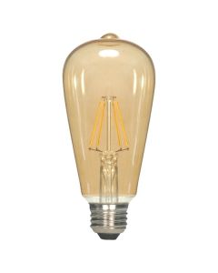 Satco Lighting S9577 2.5 Watt ST19 Omni-directional LED Filament Light Bulb Transparent Amber Finish E26 Medium Base Dimmable 2300k