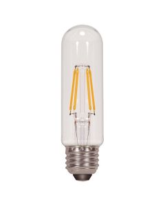 Satco Lighting S9580 4.5 Watt T10 Omni-directional LED Filament Light Bulb Clear Finish E26 Medium Base Dimmable 2700k