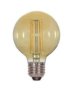 Satco Lighting S9584 4.5 Watt G25 Omni-directional LED Filament Light Bulb Transparent Amber Finish E26 Medium Base Dimmable 2200k