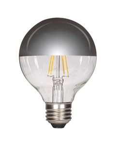 Satco Lighting S9828 4.5 Watt G25 LED Filament Light Bulb Silver Crown Finish E26 Medium Base Dimmable 2700K