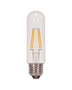 Satco Lighting S9892 4.5 Watt T10 Omni-directional LED Filament Light Bulb Clear Finish Medium Base 120V Dimmable 3000K