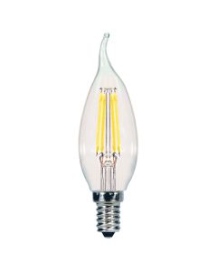 Satco Lighting S9962 5.5 Watt CA11 Omni-directional LED Filament Light Bulb Clear Finish E12 Candelabra Base Dimmable 2700K
