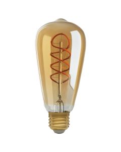 Satco Lighting S9967 4 Watt ST19 Spiral LED Filament Light Bulb Transparent Amber E26 Medium Base Dimmable 2200K