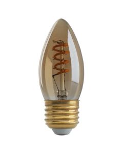 Satco Lighting S9970 2 Watt B10 Spiral LED Filament Light Bulb Amber Finish Medium Base 120V Dimmable 2200K