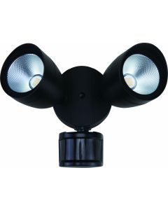 NaturaLED LED-FXBFD20 20 Watt Double Head LED Security Flood Light Fixture with Motion Sensor - Black
