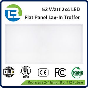 3bl LED 2x4 Foot 52 Watt LED Flat Panel Lay-In Grid Ceiling Troffer