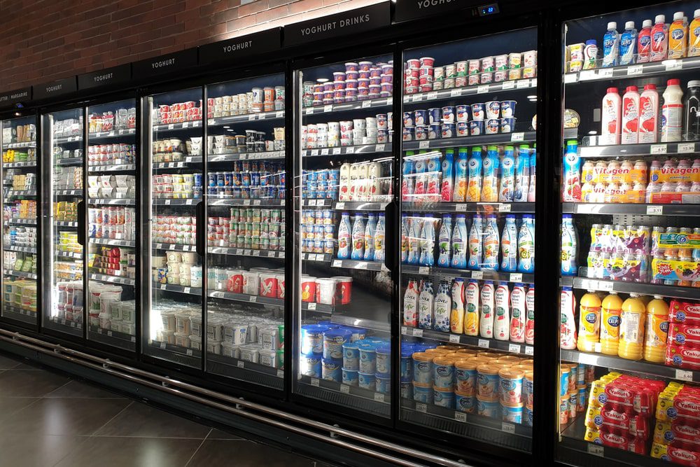 led commercial refrigeration system in a grocery store
